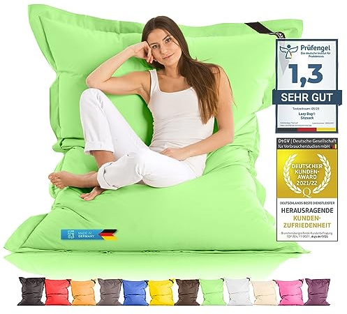Grande Puff XXL Silla para Interior y Exterior Bean-Bag de Sala de Estar, balcón, jardín, Bolsa de Frijoles 400L Silla Gigante Puf niños y Adultos 180 x 140cm (Nylon, Verde)