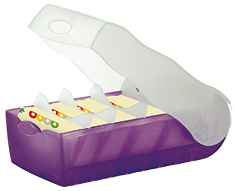 HAN Lernkarteibox CROCO, einfach Vokabeln lernen mit 5-Fächer-Lernsystem, DIN A8 Karteikasten für 500 Karten, inkl. 5 Stützplatten + 100 Lernkarten, Karteibox, Lernbox, 998-673, transluzent/lila