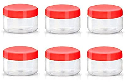 Sunpet J0050 50ml Small Plastic Food Storage Canisters, Red (Pack of 6)