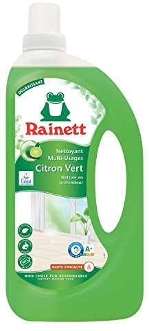 RAINETT - Nettoyant Ménager Multi-Usages - Nettoie en Profondeur Sols & Surfaces - Formule au Citron Vert - Dégraisse & Désodorise - Ecolabel - 1 Litre