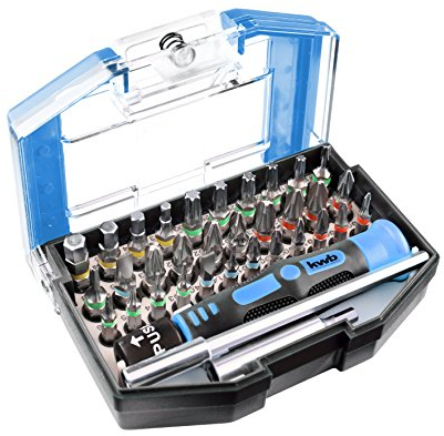 kwb One For All Bit-Box – 35-tlg inkl. Bits, Schnellwechsel-Bithalter mit Magnet und Handgriff in stabiler Kunststoff-Box mit Gürtel-Clip, 7.3 x 10.5 x 4 cm