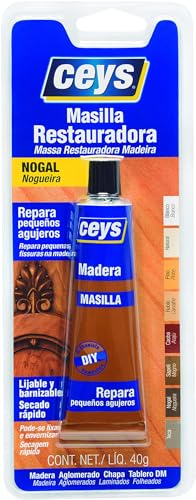 Ceys - Masilla restaurdora mader de nogal - Repara pequeños agujeros - Lijable y barnizable - 40GR