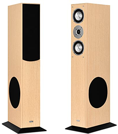 mohr 1 Paar Standlautsprecher SL15 Eiche Lautsprecherboxen, HiFi Klang zum günstigen Preis, Elegante HiFi Standboxen aus Holz, als Stereolautsprecher oder Heimkinolautsprecher geeignet