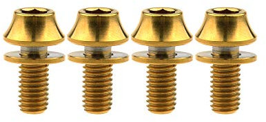 Titanium M5x12mm with Washers Bicycle Water Bottle Cage Hex Bolts Pack of 4 (Gold)