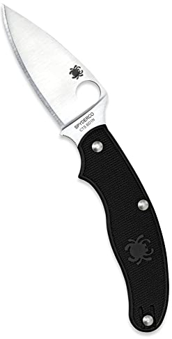 Spyderco C94PBK Erwachsene Messer UK Leichtgewichtiges Geradkantiges mit Blattförmiger Klinge, Schwarz
