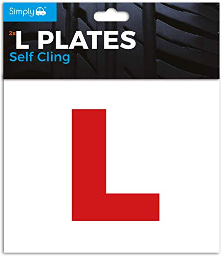 Simply TL1200 Pack of 2, Self-Cling Car L-Plates, Twin Pack for Learning Drivers, Easy to Attach and Remove, Strong Self-Cling Backs for Vehicles
