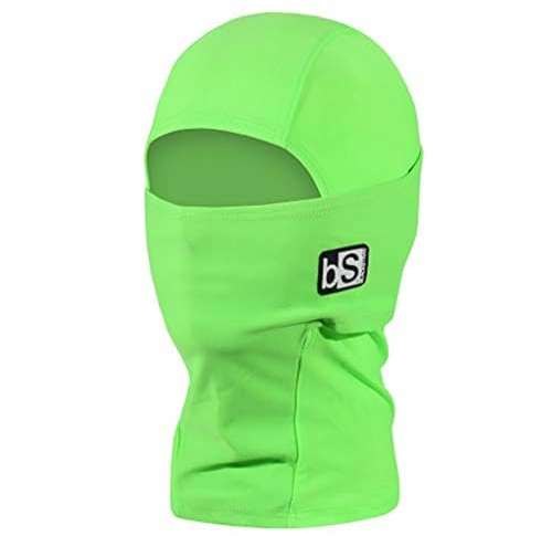 BLACKSTRAP Kids' Hood ExoHinge Balaclava Ski Mask, Helmet Compatible, Keeps Kids Comfortable and Warm, [Bright Green]