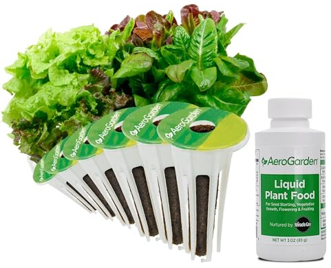 AeroGarden Heirloom Salad Greens Mix Seed pod Kit with Pre-Seeded Grow pods, Liquid Plant Food, and Growing Guide, 6-Pod