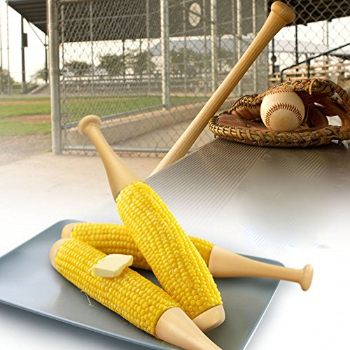 CKB LTD® Set of 2 - Novelty Baseball Bat Corn On The Cob Holder Forks Sticks Handles - Plastic Screw In Design BBQ Barbecue Cooking Fun