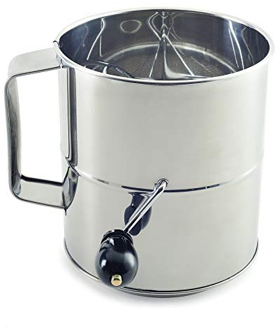 Norpro Polished 8-Cup Stainless Steel Hand Crank Sifter
