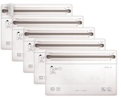 Noaks Bag Sacca Impermeabile, Taglia S, 5 Pezzi ZIP Sacchetti con Chiusura Ermetica, Trasparente,