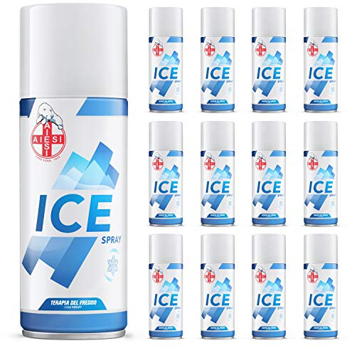 AIESI® Froid Spray instantané avec MENTHOL bombe de 400 ml ICE SPRAY (Paquet de 12 pièces), Made in Italy