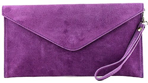 modamoda de T106, pochette, borsa da sera in pelle scamosciata, Viola (Lilla), Small