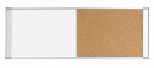 MasterVision Personal Cubicle Dry Erase White Board Bulletin Corkboard Combo, Magnetic, Extra Wide, 18 x 36, Aluminum Frame (XA10003700)