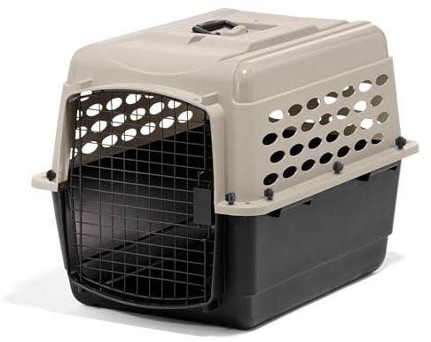 Petmate Vari Dog Kennel, Portable Pet Carrier, Taupe and Black, 28in