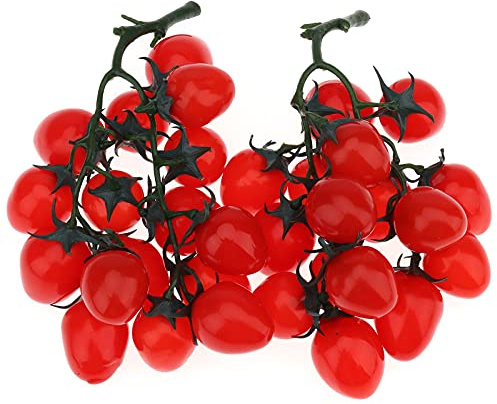 Gresorth 2 Pack Artificial Red Cherry Tomatoes Decoration Fake Tomato Vine