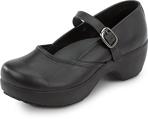 SR Max Vienna Women's Black Mary Jane Clog Style Slip Resistant Soft Toe Work Shoe (6.0 M)