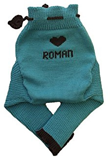 Personalizado lana de merino baby remojo bolsa para pañales para bebé ( Aqua blue-Dark grey Talla:M