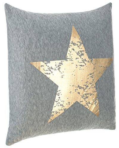 Brandsseller dekorkudde dekorationskudde soffkudde soffkudde motivkudde stjärntryck – med fyllning mysig och mjuk – storlek: 45 x 45 cm – grå/guld