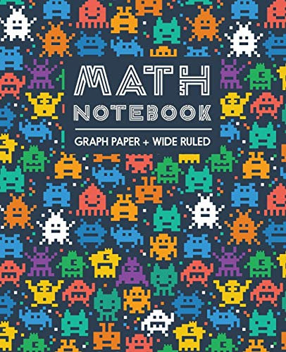 Math Notebook: Graph Paper + Wide Ruled Split Page