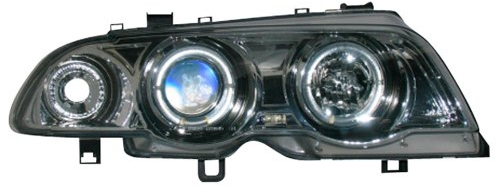 AUTO-STYLE Satz Scheinwerfer kompatibel mit BMW 3er E46 Limousine/Touring 1998-2001 - Chrom - inkl. Blinker & Standlichtringen