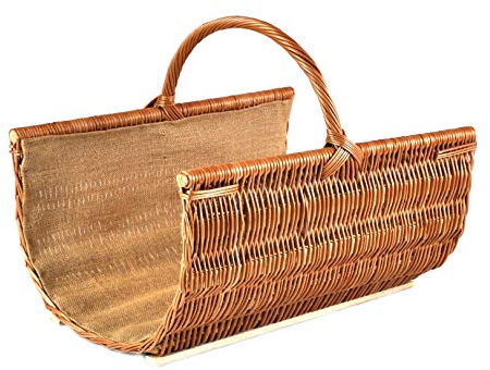 MyBer® Kaminholzkorb Rattankorb Weidenkorb stabiler Tragekorb für Holz mit Jutefutter geflochten K12-453_1_G