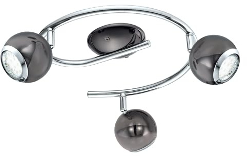 EGLO LED taklampa Bimeda, 3-armad takbelysning | metallspot i nickel-nero och krom, vardagsrumslampa, spotlights med GU10-ljuskälla, varmvit
