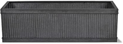 Garden Trading Long Window Box Crafted in Steel | Large - H20 X W90 X D20cm | Rectangular Windowsill Planter Box | Available In Two Sizes | A Part Of Our Vence Collection