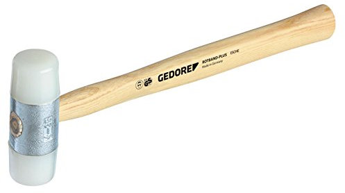 GEDORE Martillo de Nylon con empuñadura de madera, Martillo de cuero, 32 mm de diámetro, Martillo con mango de madera de fresno, Herramienta, Forjado, 225 E-32