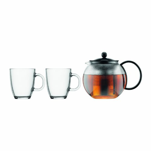 Bodum Assam, Glas, Schwarz, 3 Stück (1er Pack)