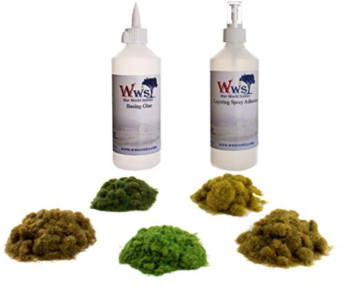 War World Scenics – Kit de Hierba estática para Terraplenes y Pegamento - Modelismo Ferroviario, Wargames, Maquetas, Dioramas, Escenografía Miniatura, Paisajismo Miniatura, Modelismo