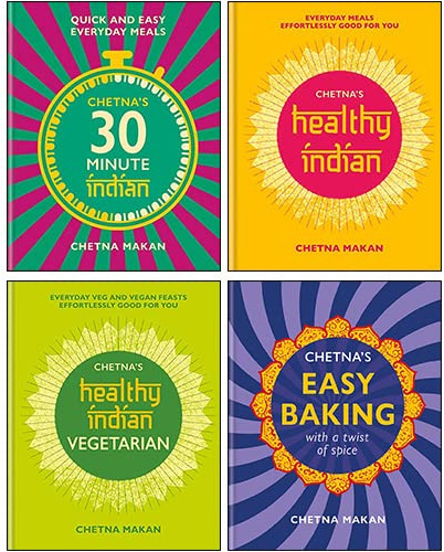 Chetna Makan - Juego de colección de 4 libros (Chetna's Easy Baking, Chetna's 30 minutos indio, Chetna's Healthy Indian, Chetna's Healthy Indian: Vegetariano)