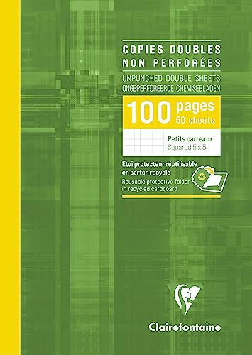 Clairefontaine 5752C Packung (mit 50 Kanzleibögen, DIN A4, 21 x 29,7 cm, kariert, ideal für die Schule) Weiß