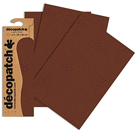 Décopatch – Ref C656O – brunt bristande mönster tryckt papperspaket – varje ark 30 x 40 cm, paket med 3 pappersark – används bäst med décopachlim och lack, brun