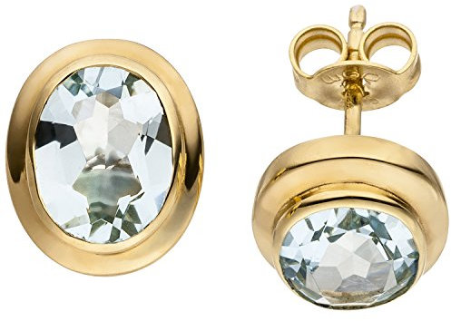 Jobo Damen-Ohrstecker aus 14 Karat 585 Gold mit Aquamarin Oval