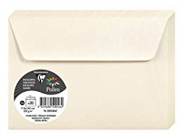 Clairefontaine 50046C - Packung mit 20 Umschlägen Pollen selbstklebend, Format C6 (11,4x16,2cm), 120g, ideal für Einladungen und Korrespondenz, Elfenbein Perlmutt, 1 Pack