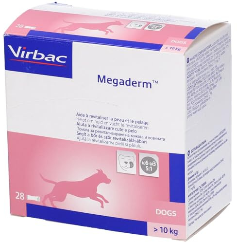 Megaderm dosis monodosis 28 x 8 ml para perros y gatos – Contiene ácidos grasos omega-6 y omega-3 para apoyar el pelo y la piel