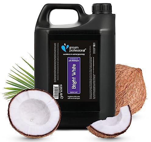 GROOM PROFESSIONAL Bright White Hundeshampoo Weißes Fell - Tiefenreinigendes Shampoo für Hunde - Hellt Weißes Fell Auf - Aufhellendes Shampoo - Entfernt Flecken und Gerüche, 4 Liter