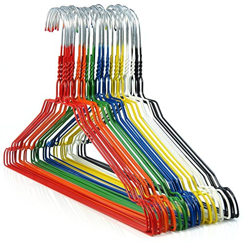 Hangerworld 50 Verzinkte Drahtkleiderbügel aus hochwertigem Metall mit bunter Pulverbeschichtung in Regenbogenfarben, Bügelbreite 40,2 cm/Drahtstärke 2,337 mm