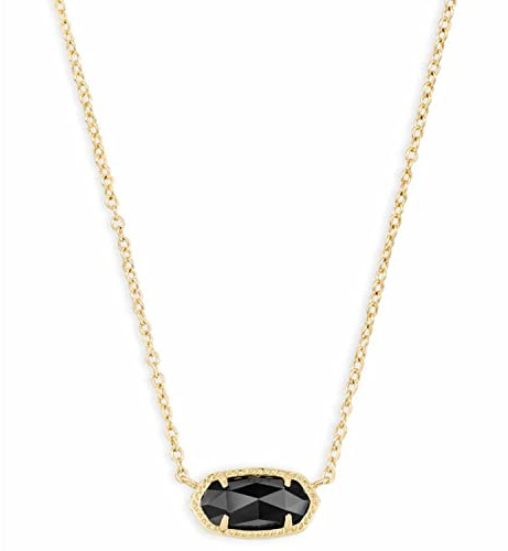 Kendra Scott Elisa Pendant Necklace for Women, Fashion Jewelry, 14k Gold-Plated, Black