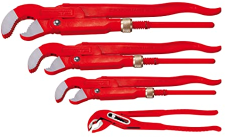 ROTHENBERGER Chrom-Vanadiumstahl Zangenset, 34mm-60mm Arbeitsbereich Durchmesser | 070137X | Eckrohrzange und Wasserpumpzange, Zange für Rohre