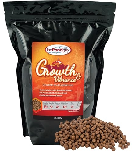 The Pond Guy Growth & Vibrance Fish Food for Show Quality Koi & Goldfish, Premium Protein Floating Pellets for Balanced Nutrition, 2 lbs