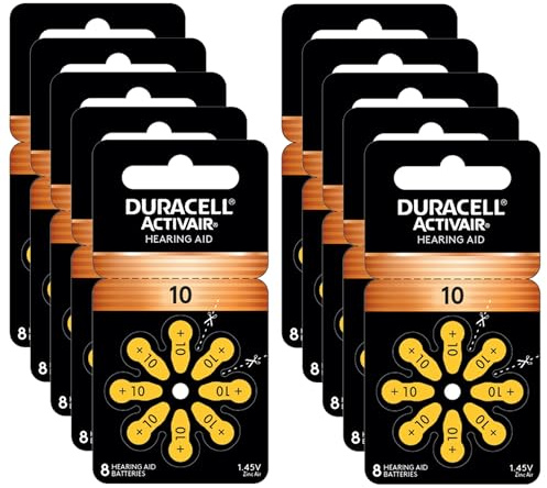 Duracell Activair Hearing Aid Batteries: Size 10 (80 Batteries)