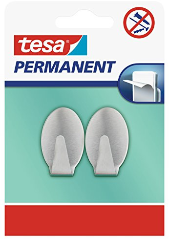 Tesa 66611-00000-00 2 x Ganci Permanenti Ovali, L, Matallo