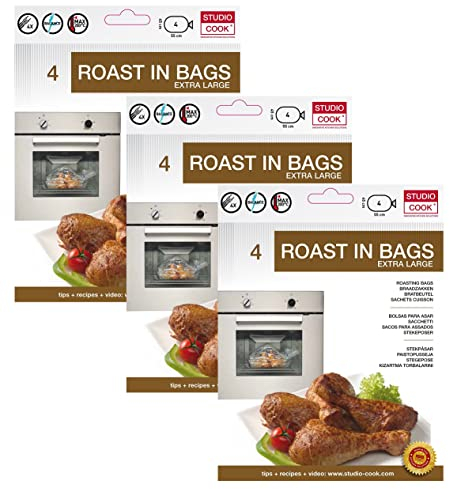 Studio Cook 12 Stück Silikon Bratbeutel Extra Large 45 x 55 cm, Non-stick, Chloridfrei, PVC-frei, BPA-frei, Wegwerfbar