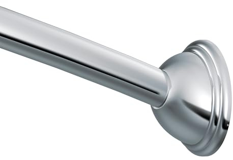 Moen Curved Adjustable Length Fixed Mount Single Shower Curtain Rod for Bathroom, Chrome Finish, CSR2160CH