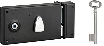 Serrure à pêne dormant horizontale 1/2 noire T Thirard RH-l x h-82 x 140 mm