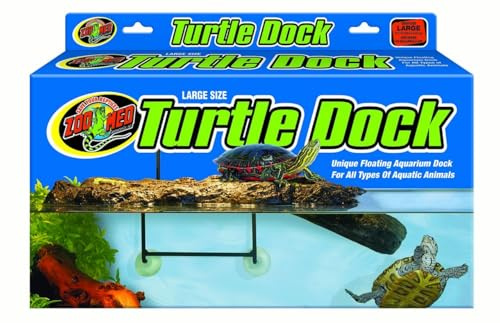 Zoo Med Isola Turtle Dock - Bacino Galleggiante Tartarughiera per tartarughe d'acqua, con ventose, sistema autolivellante, 22,8 X 45,7 CM