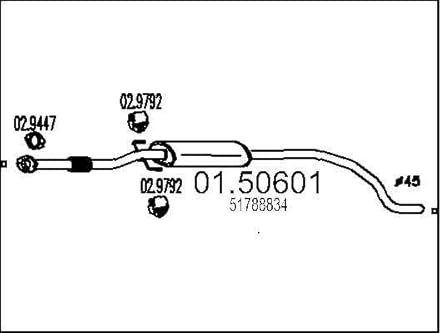 MTS 01.50601 Mittelschalldämpfer Mitteltopf 2280mm 5,93kg