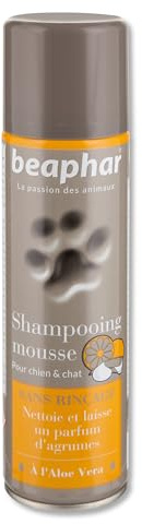 MAPED BEAPHAR – Shampoing Mousse sans rinçage à l'Aloe Vera pour Chien et Chat – Nettoie, nourrit, protège et parfume Le Poil aux Agrumes – Pratique et Facile à Utiliser – Flacon 250 ML